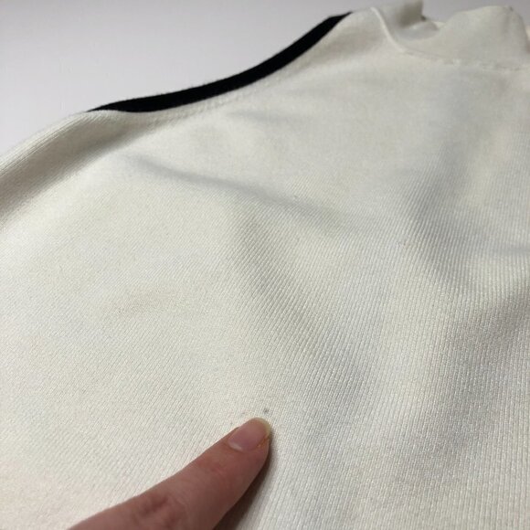 sexy Knit Cream Black Trimmed Sleeveless Turtleneck Winter Office Tank Top - Picture 9 of 12